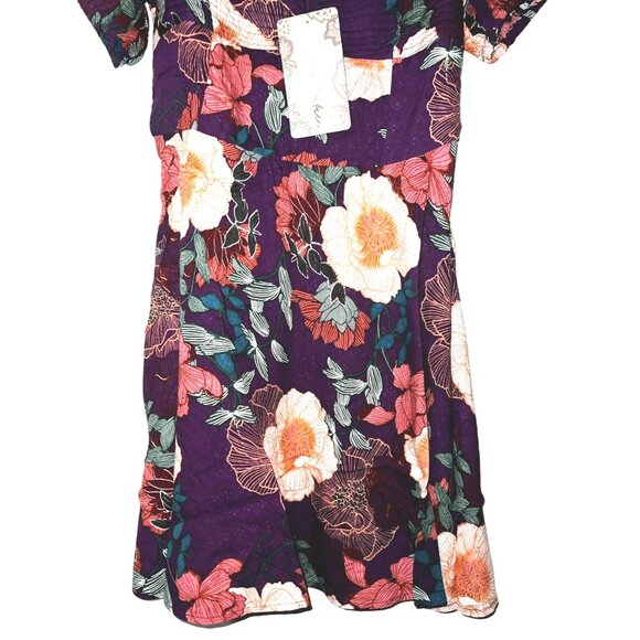 Band of the Free NWT Aimee Purple & Cream Floral Sweetheart Dress Sz Small Women - Picture 9 of 13
